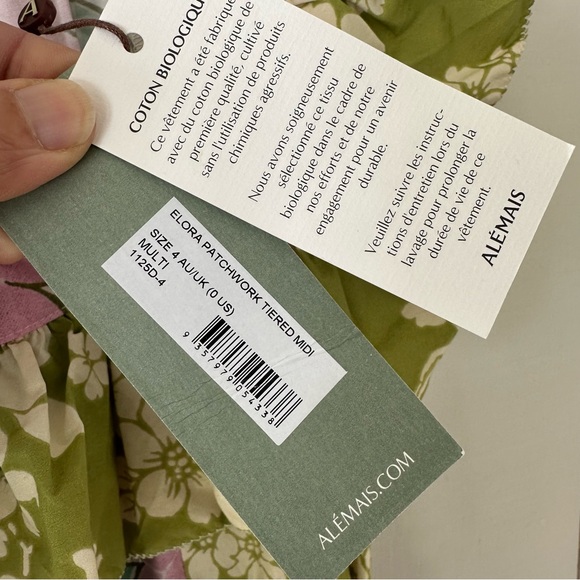 Alemais Elora Patchwork Tiered Midi Dress Sz 0 - Picture 7 of 8